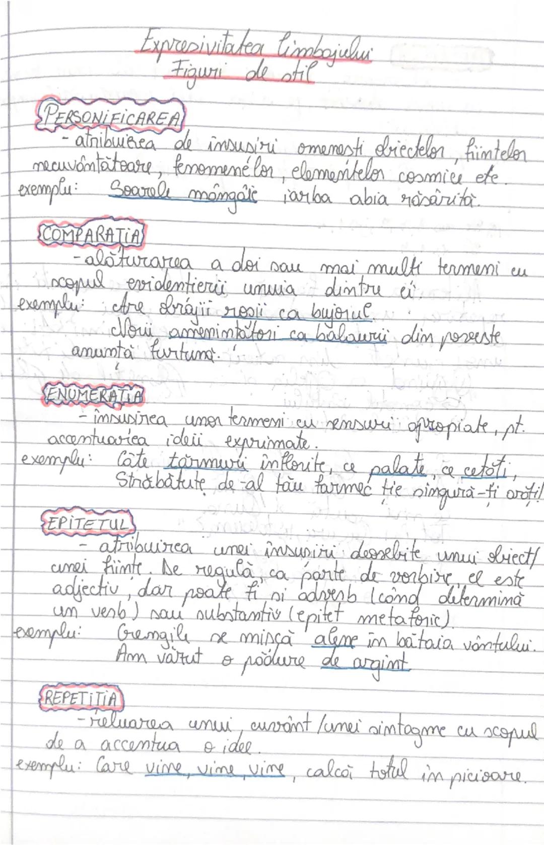 # Expresivitatea limbajului
Figuri de stil
PERSONIFICAREA
- atribuirea de insusiri omenesti obiectelor, fintelon
necuvântătoare, fenomenélo