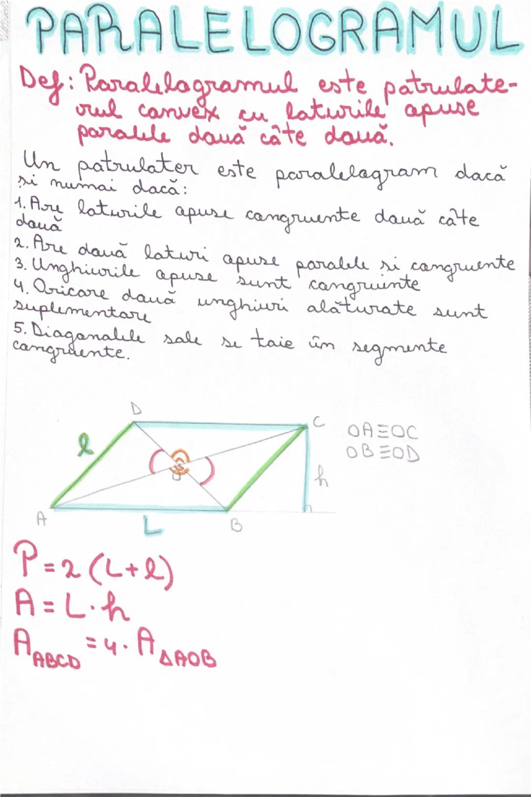 # PARALELOGRAMUL
Def: Paralelogramul este patrulate-
vul convex cu laturile apuse
paralele două câte două.
Un patrulater este paralelogram d