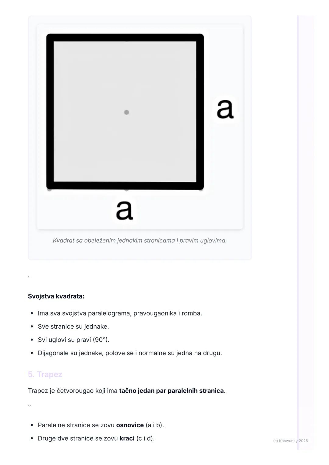 # Četvorougao
Uvod u četvorouglove
Četvorougao je geometrijska figura u ravni koja ima četiri stranice i četiri
temena (ugla). To je zatvo