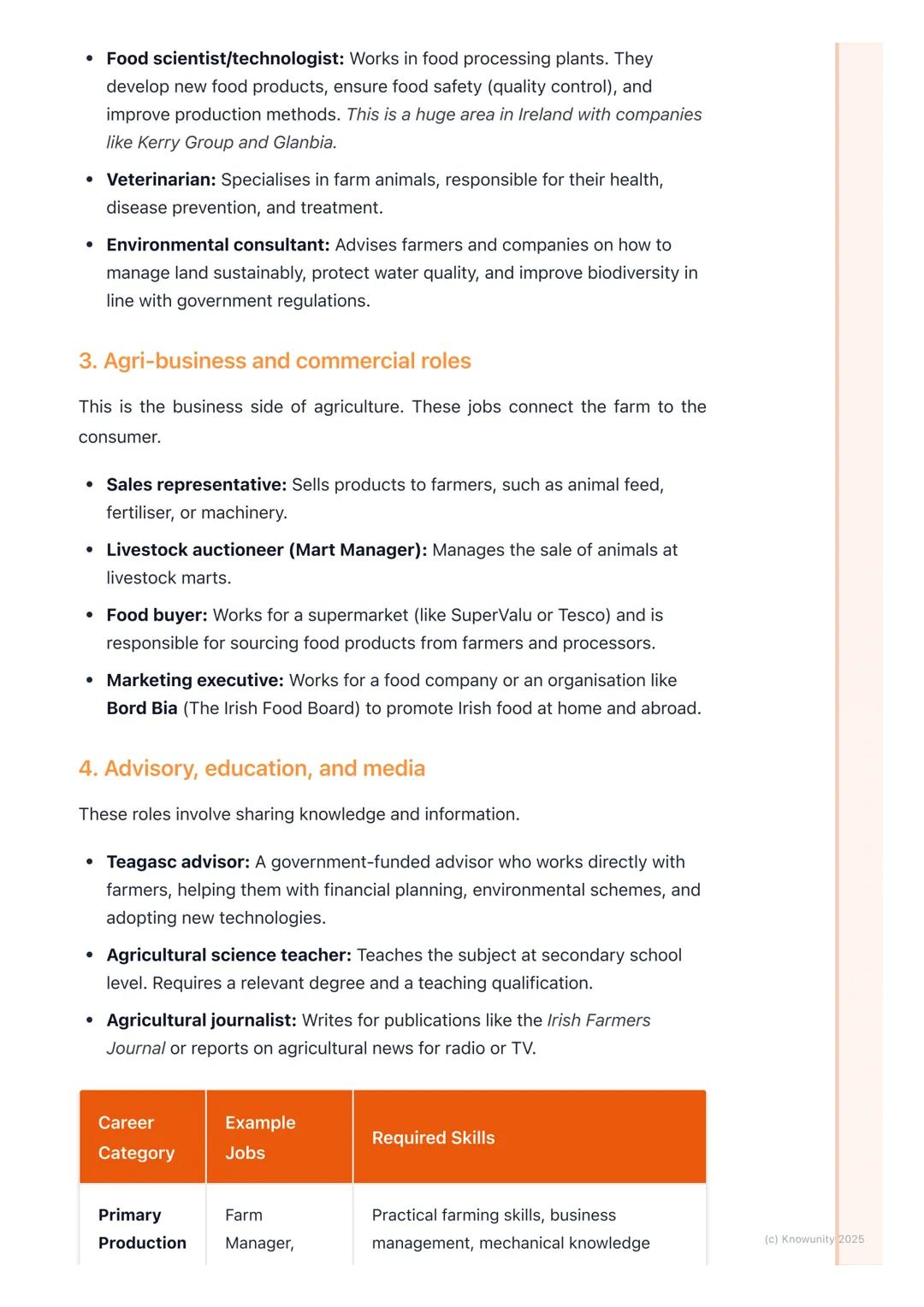 # Career Opportunities in
Agriculture
An overview of career opportunities
Agriculture is a huge part of the Irish economy, so it's not jus