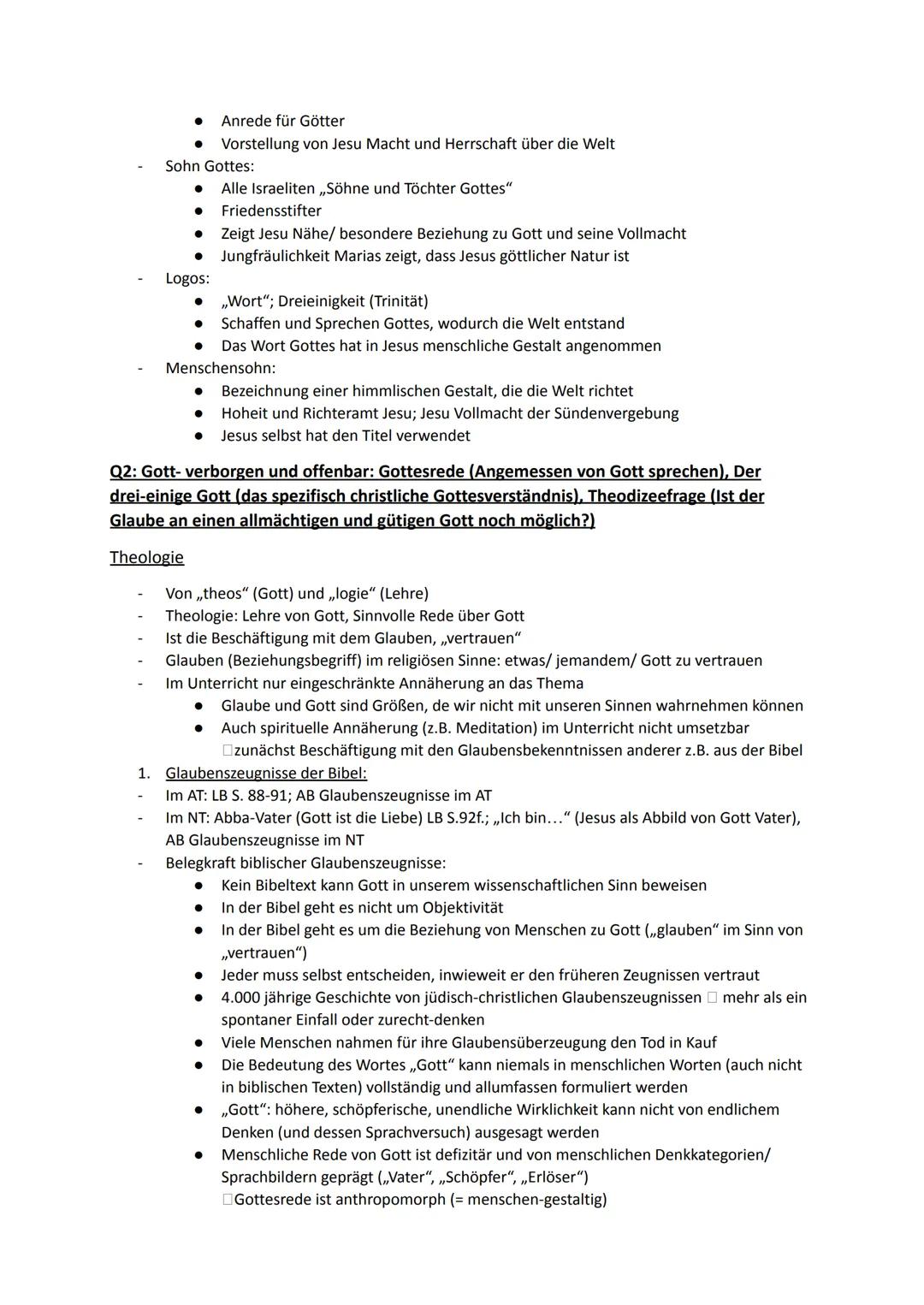 Religion Abiturstoff
Q1: Jesus Christus- das menschgewordene Wort Gottes: Die Reich-Gottes-Botschaft, Die
Auferstehung Jesu (Hoffnung über