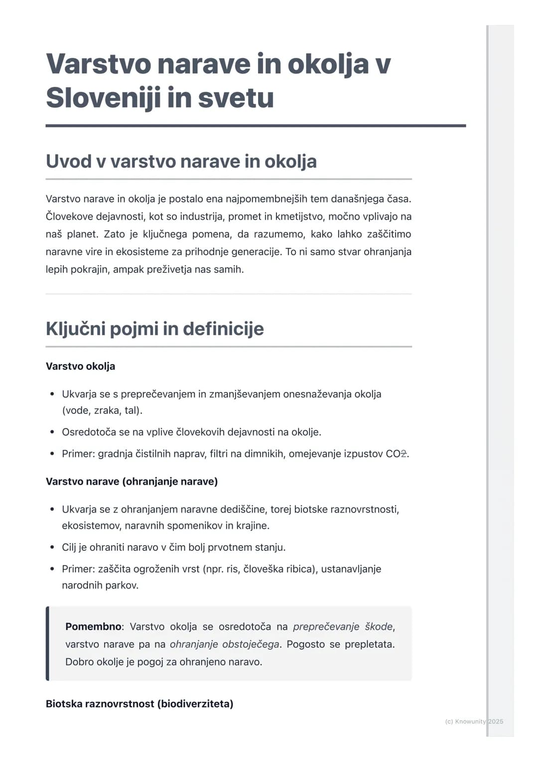 # Varstvo narave in okolja v
Sloveniji in svetu
## Uvod v varstvo narave in okolja
Varstvo narave in okolja je postalo ena najpomembnejših
