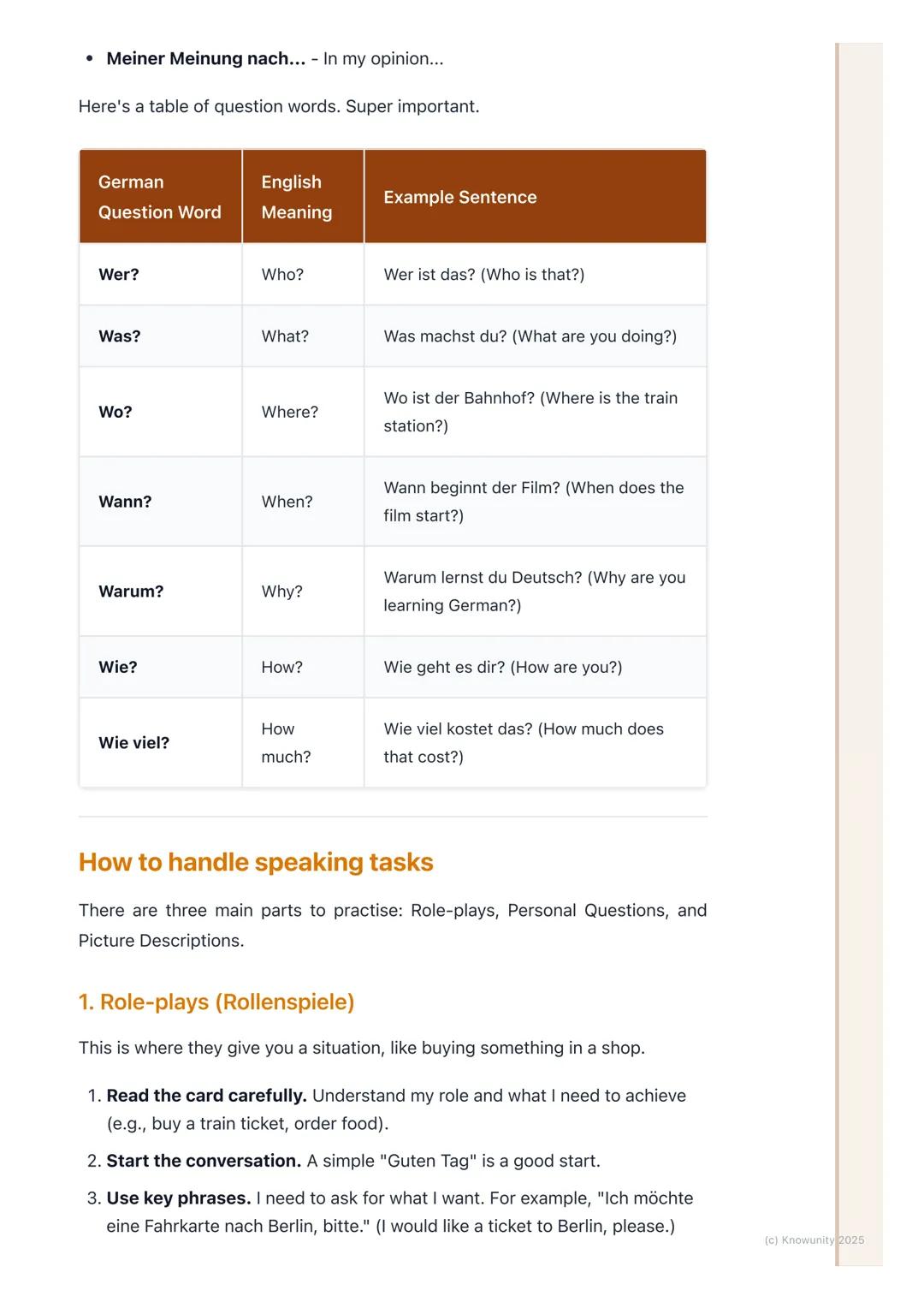 # Speaking Practice
(Sprechübungen)
Introduction to speaking practice
This is for the oral part of the exam. It's all about showing you ca