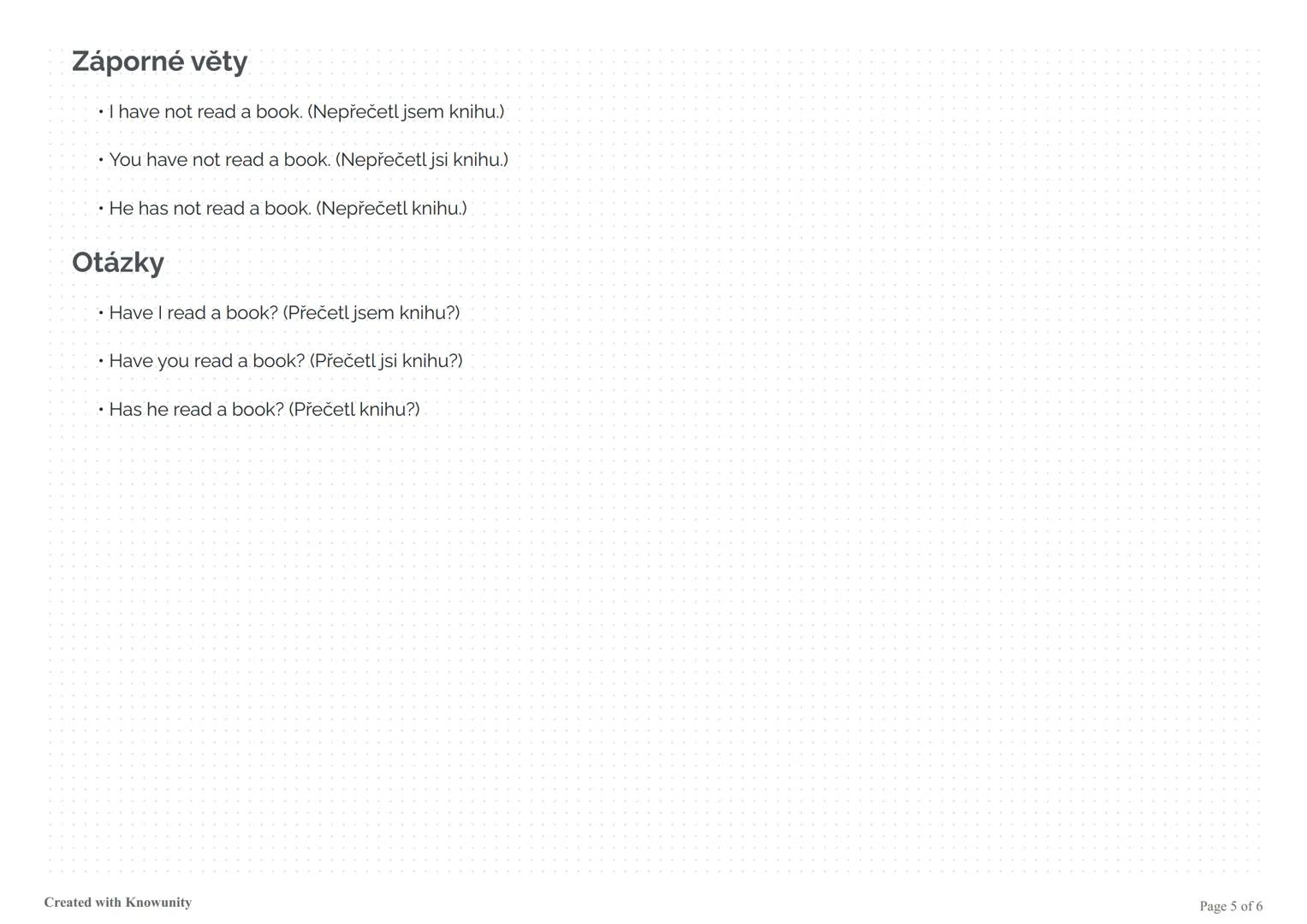 Předpřítomný čas (Present Perfect)
Přehled předpřítomného času v angličtině, jeho tvoření, použití a příklady s pravidelnými i nepravidelným