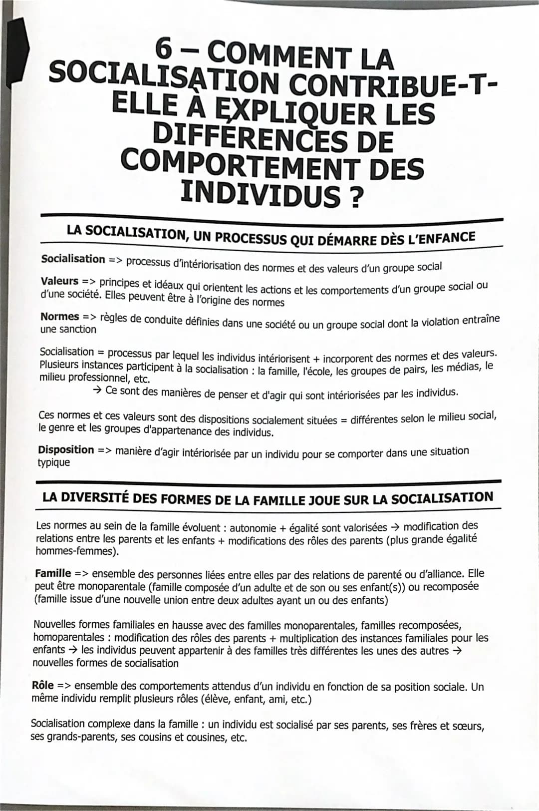 # 6 – COMMENT LA
SOCIALISATION CONTRIBUE-T-
ELLE À EXPLIQUER LES
DIFFÉRENCES DE
COMPORTEMENT DES
INDIVIDUS ?
LA SOCIALISATION, UN PROCESSUS