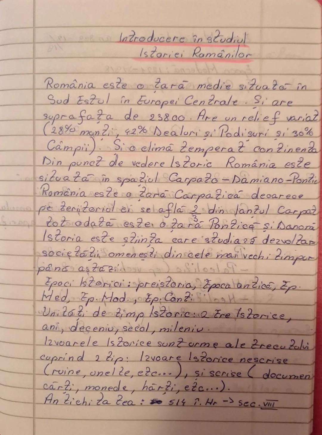 # Introducere în studiul
# Istoriei Românilor
România este o țară medie situată în
Sud Estul în Europei Centrale. Și are
suprafața de 23800