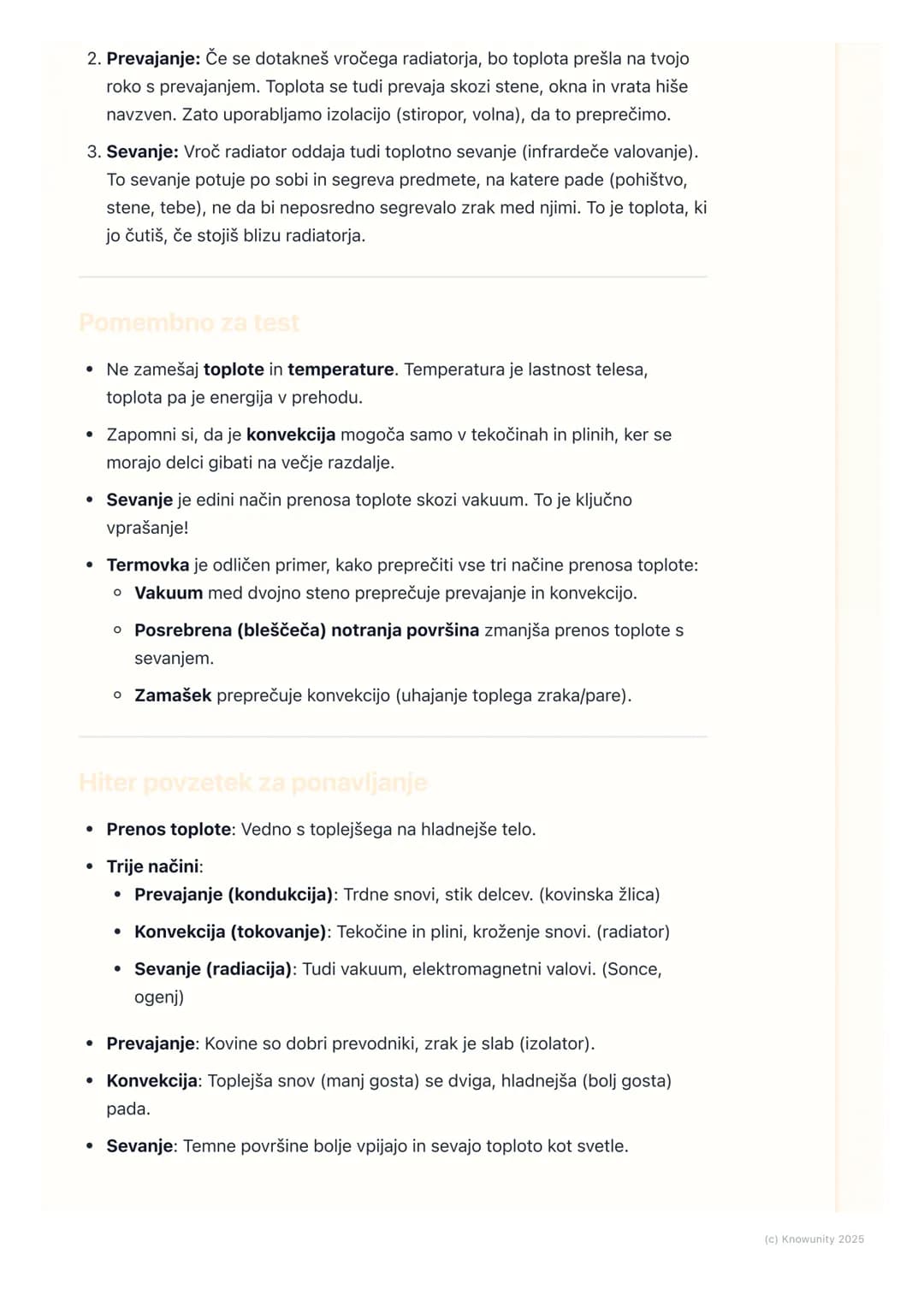 # Prenos toplote
Uvod v prenos toplote
Toplota se vedno prenaša spontano s telesa z višjo temperaturo na telo z nižjo
temperaturo. Nikoli