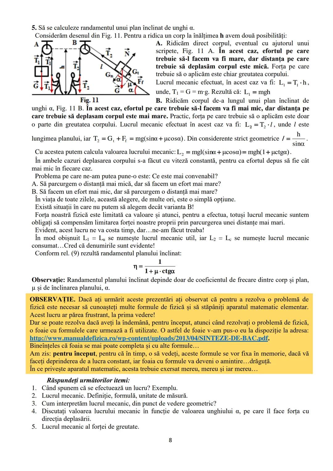# a) dacă $\alpha \in (0, \frac{\pi}{2})$, $cos \alpha > 0$, iar $L > 0$. În acest caz lucrul mecanic $L$ se numește lucru mecanic motor, ia