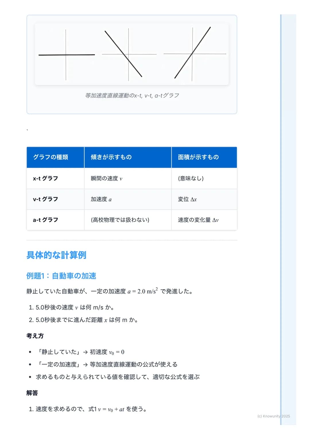 # 運動の表現
## 運動の表現の概要
物体の運動を正確に記述するための基本。物理学では、物体の「位置」が時間と
ともにどう変化するかを数学的に表現する。これができないと、力の働き(カ
学)を理解できない。日常生活でのクルマの動きから、天体の運動まで、すべて
の基本になるから