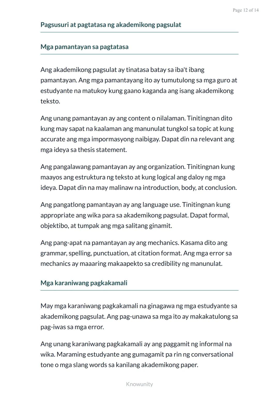 # Pag-unawa sa Akademikong Diskurso: Katangian ng Akademikong Pagsulat
Pag-aaral ng mga katangian at elemento ng akademikong pagsulat
## M