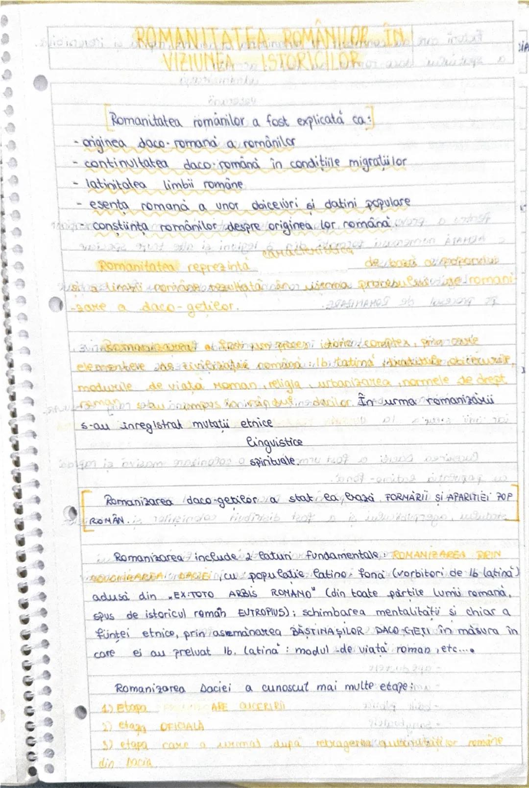 Romanitatea Romanilor , materie bac