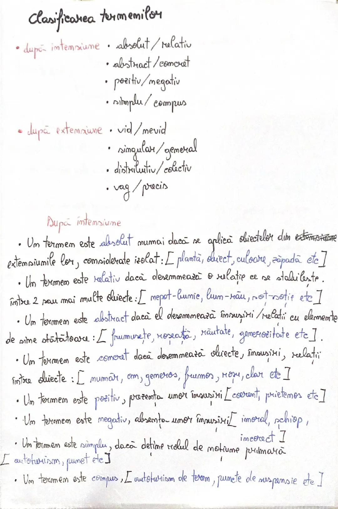Clasificarea termenilor