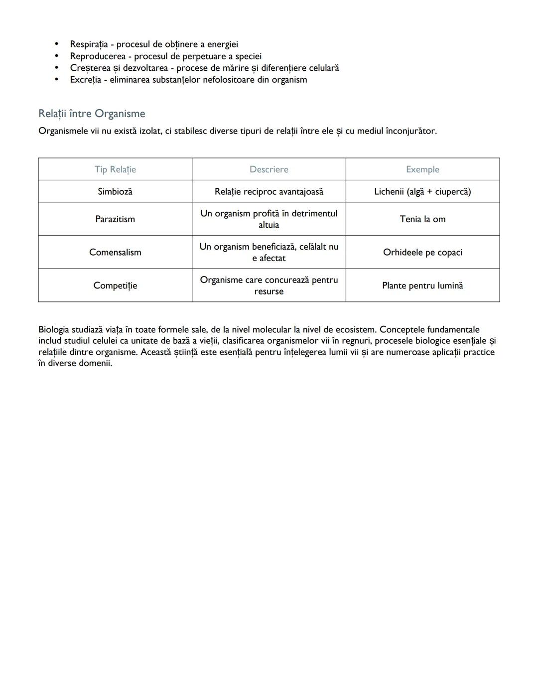 --- OCR Start ---
Biologie - Note de Studiu pentru Clasa a IX-a
Introducere în Biologie
Biologia este știința care studiază viața și organis