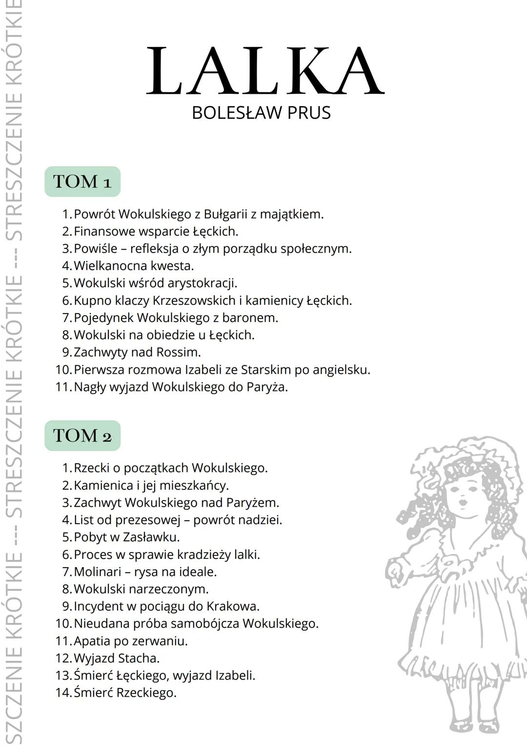 SZCZENIE KRÓTKIE --- STRESZCZENIE KRÓTKIE --- STRESZCZENIE KRÓTKIE
# LALKA
BOLESŁAW PRUS
TOM 1
1. Powrót Wokulskiego z Bułgarii z majątk