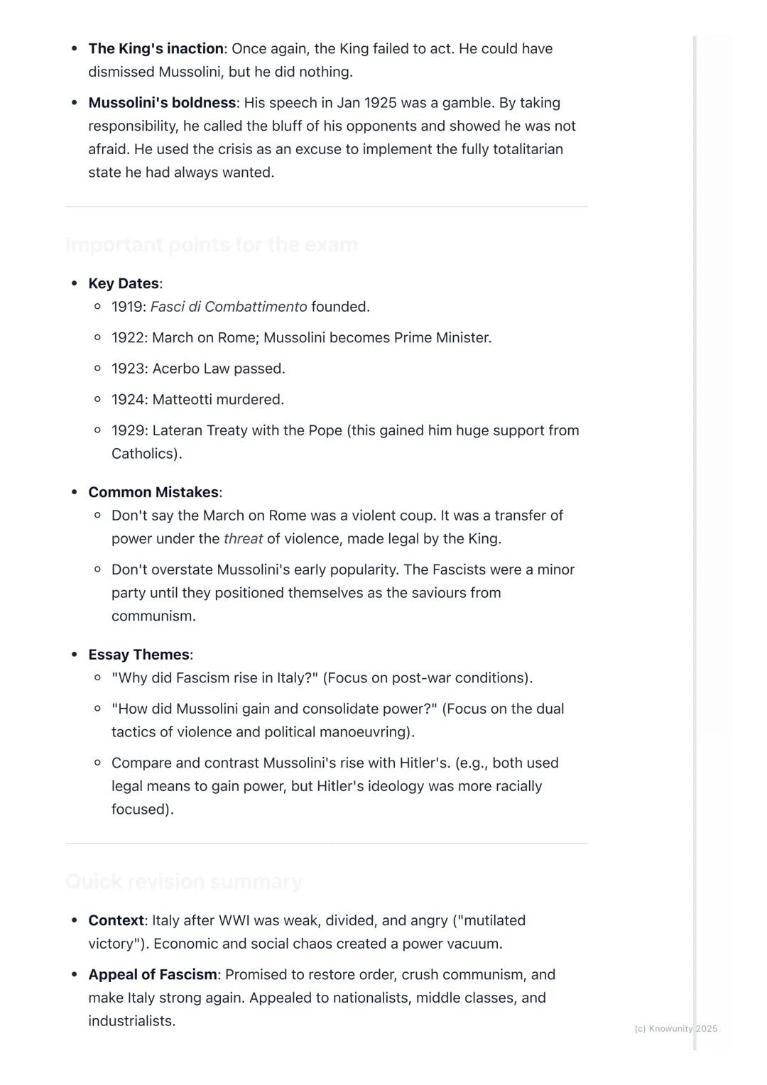 # The Rise of Fascism in Italy
The context for the rise of Fascism in Italy
After World War I, Italy was in a complete mess, even though i