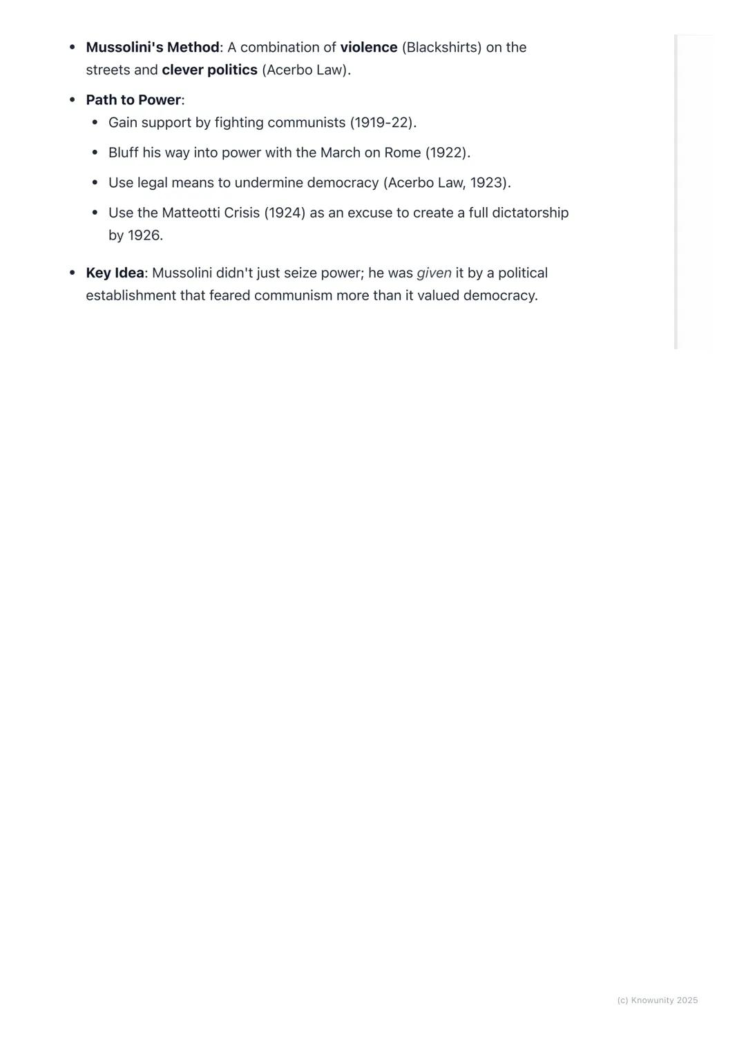 # The Rise of Fascism in Italy
The context for the rise of Fascism in Italy
After World War I, Italy was in a complete mess, even though i