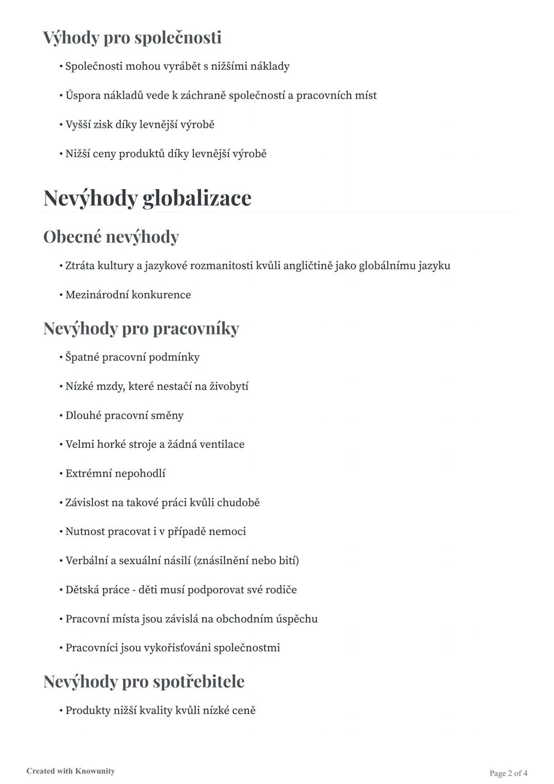 # Výhody a nevýhody globalizace
Přehled výhod a nevýhod globalizace pro pracovníky, společnosti a životní prostředí.
# Výhody a nevýhody g