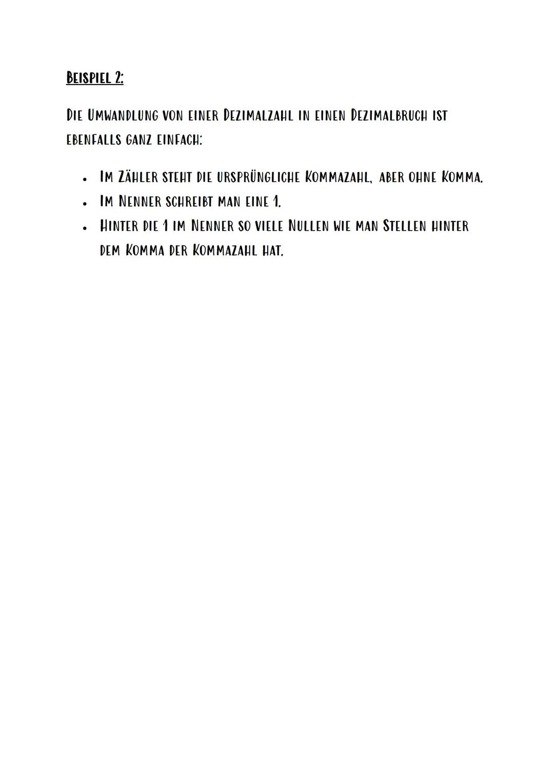 # DEZIMALBRÜCHE
## HINWEIS:
EIN DEZIMALBRUCH - AUCH ZEHNERBRUCH GENANNT - IST EIN BRUCH, IN
DESSEN NENNER 10, 100, 1000 ETC. STEHT. DER NEN