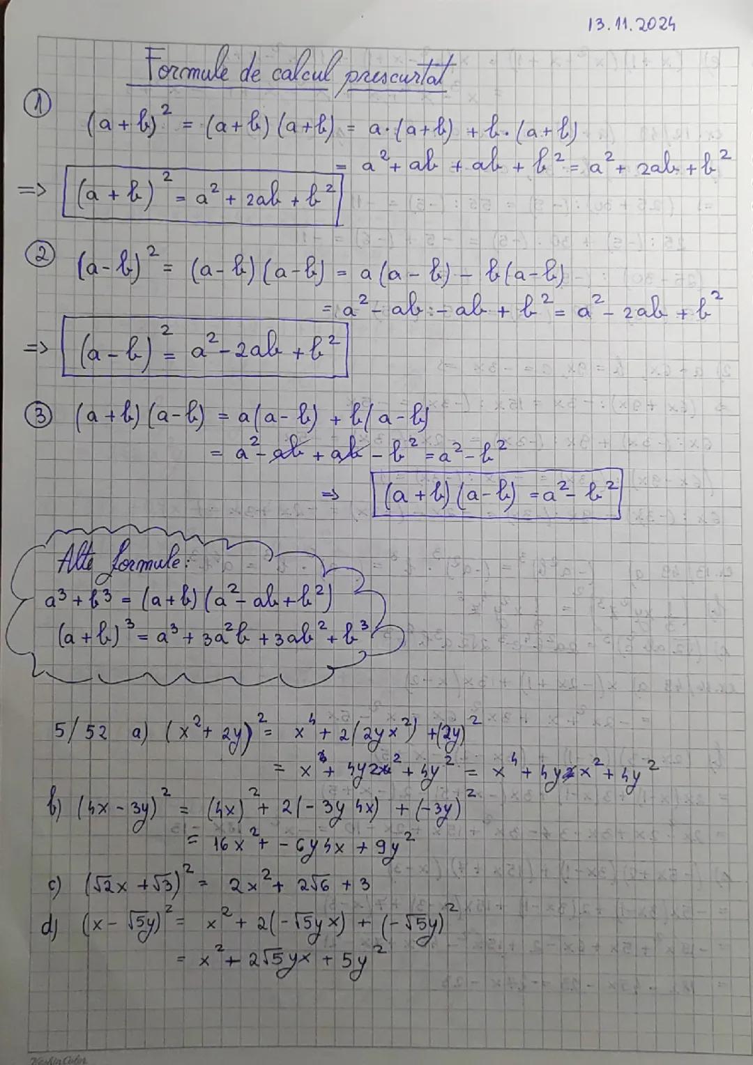 Formule de calcul prescurtat