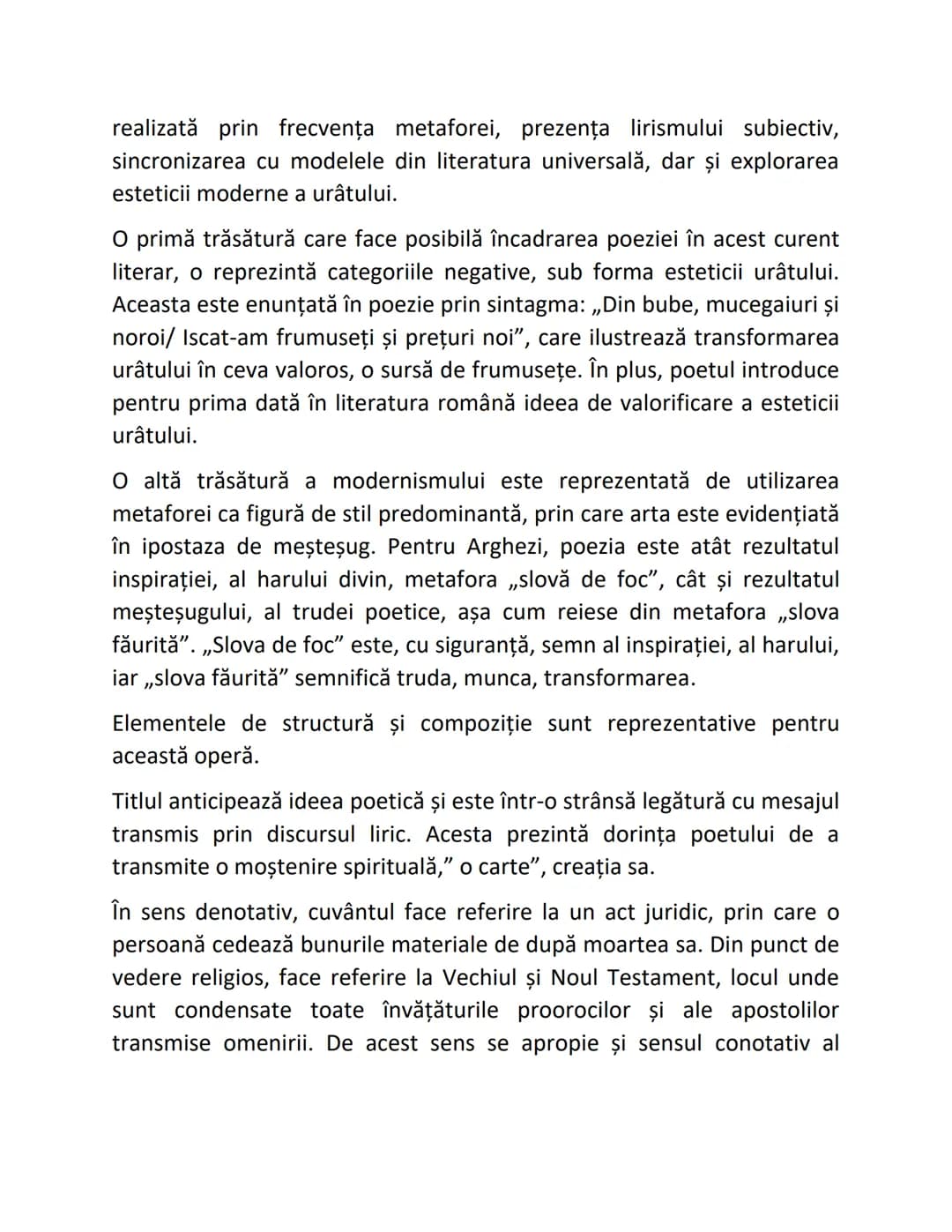 # Testament
Modernismul este un curent literar, manifestat cu predilecție în perioada interbelică, ale cărui trăsături sunt teoretizate de
