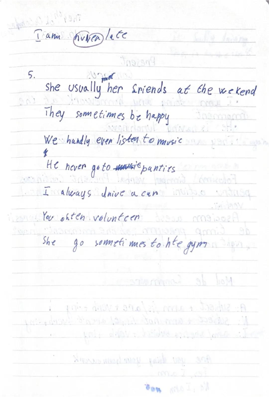 The 2nd of Octombre
2023
Present Tenses
1. Present Simple
I usually go for a walk in
the mornings
Sally goes to scod every day
Tom never e