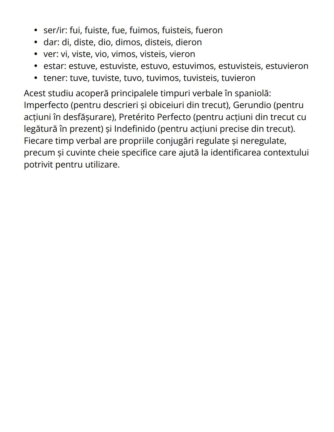 # Timpurile Verbale în Spaniolă - Ghid
Complet
# Imperfecto
Imperfecto este un timp verbal în spaniolă folosit pentru a descrie
acţiuni din