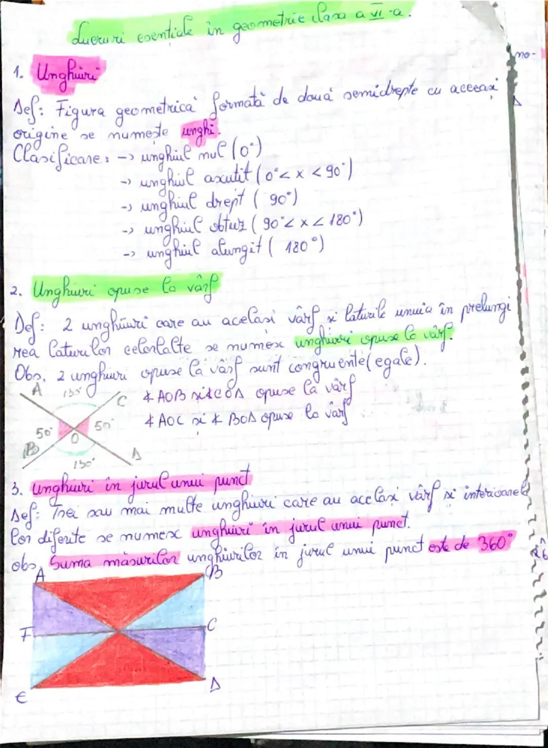 mo-
vi-a.
Lucruri esentiale in geometrie clasa a VI-C
1. Unghiüri
Sef: Figura geometrica formată de doua semicdrepte cu acesax
origine se