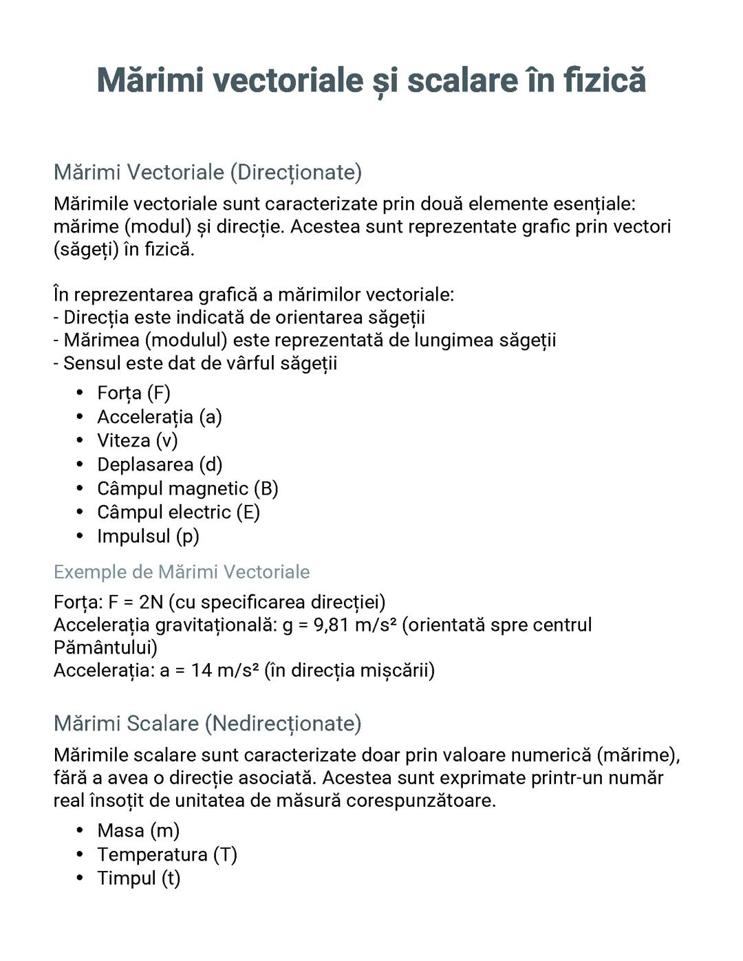 Mărimi vectoriale și scalare în fizică