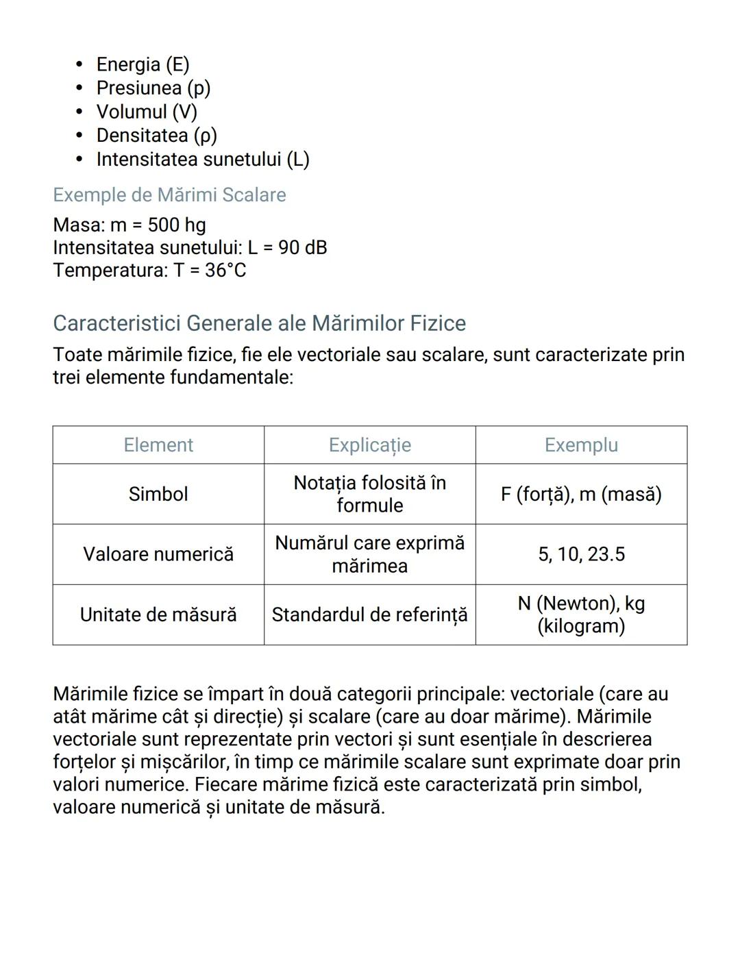# Mărimi vectoriale și scalare în fizică
## Mărimi Vectoriale (Direcționate)
Mărimile vectoriale sunt caracterizate prin două elemente esen
