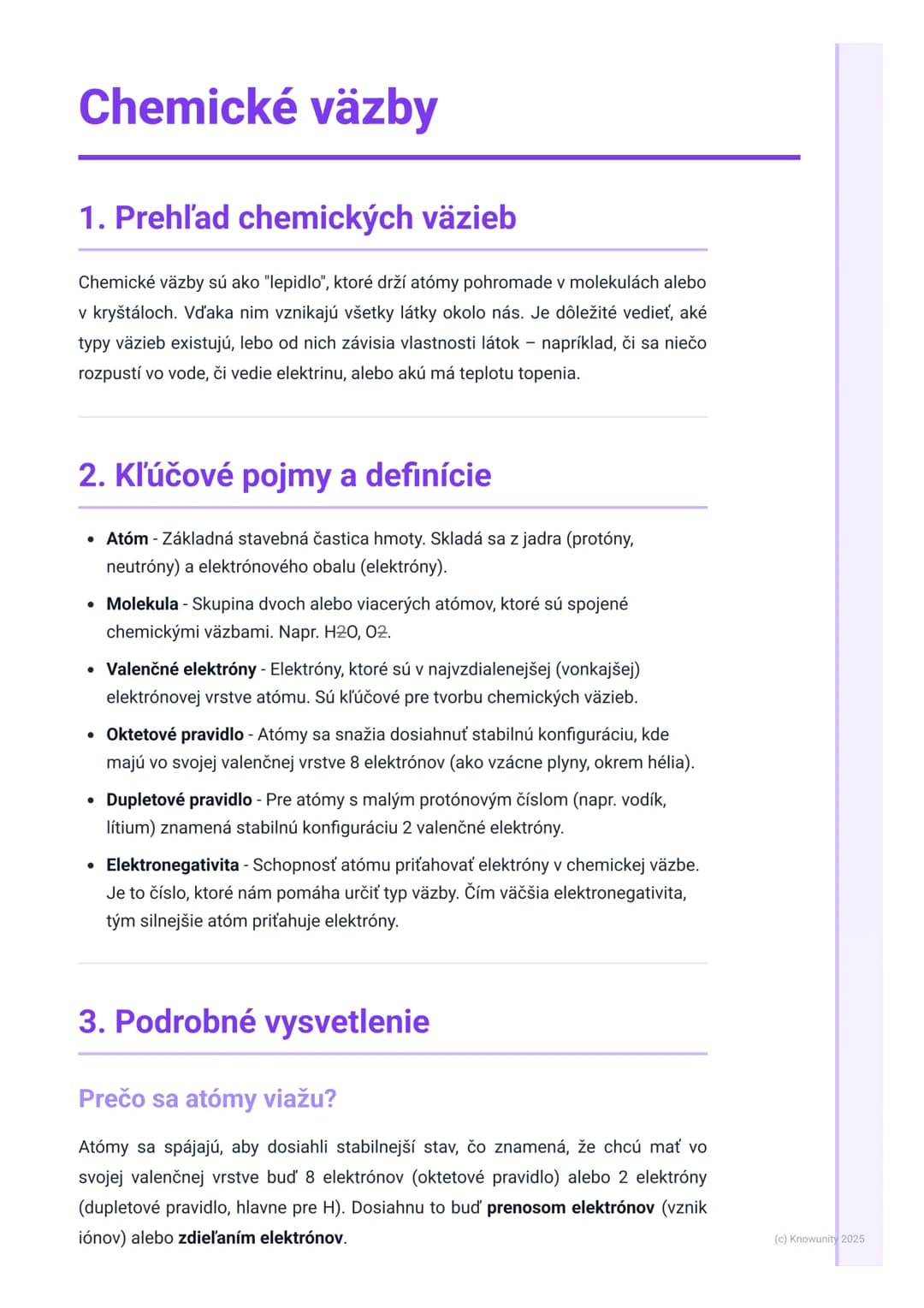# Chemické väzby
1. Prehľad chemických väzieb
Chemické väzby sú ako "lepidlo", ktoré drží atómy pohromade v molekulách alebo
v kryštáloch.
