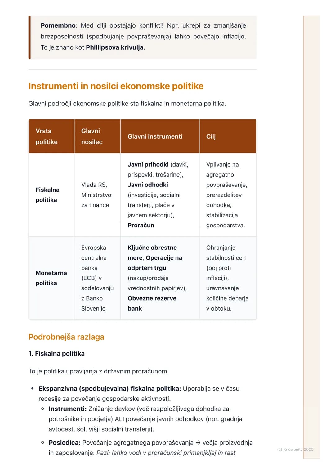# Ekonomska politika v Sloveniji
Pregled ekonomske politike
Ekonomska politika je skupek ukrepov, s katerimi država (nosilci ekonomske
pol