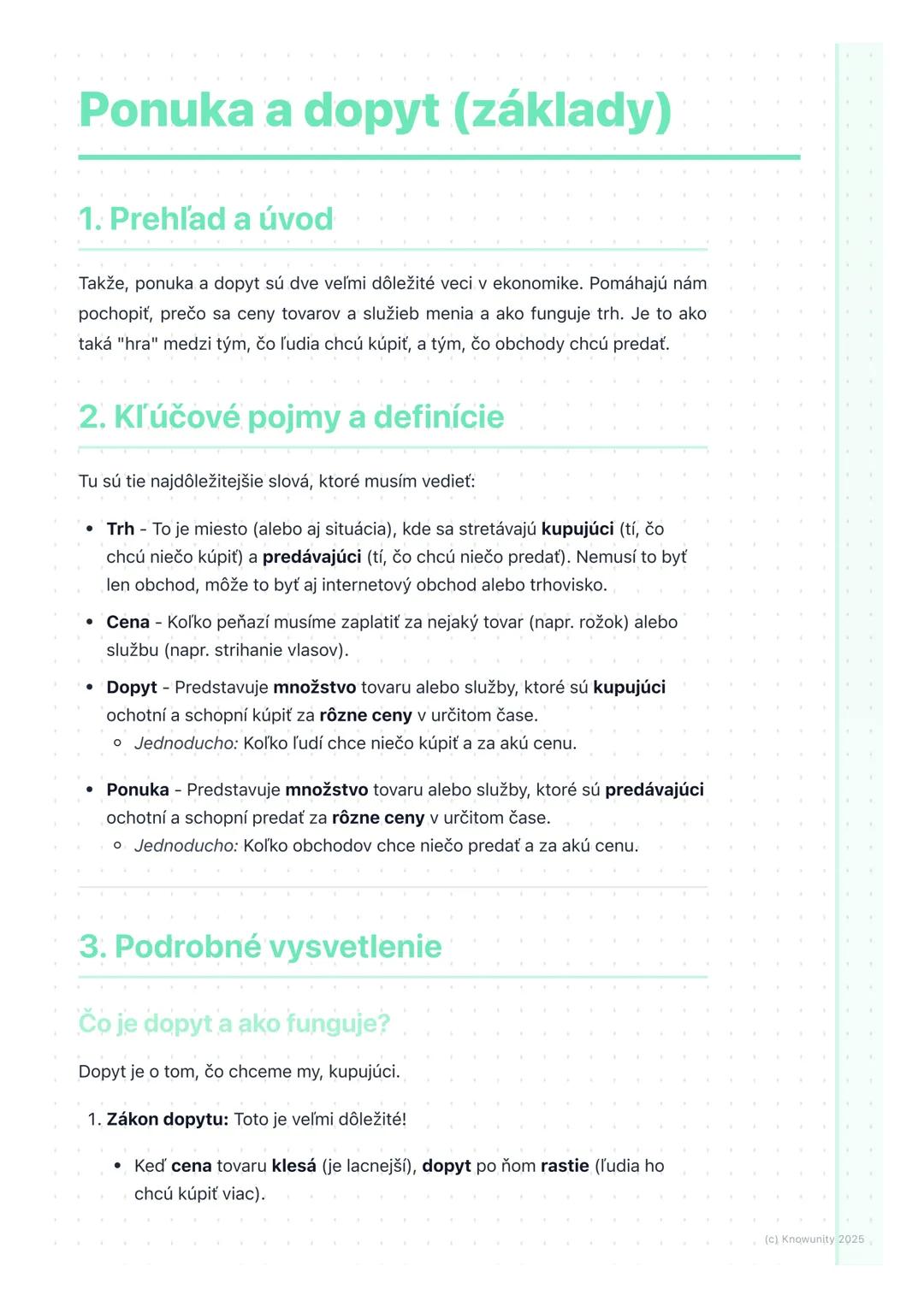 # Ponuka a dopyt (základy)
1. Prehľad a úvod
Takže, ponuka a dopyt sú dve veľmi dôležité veci v ekonomike. Pomáhajú nám
pochopiť, prečo sa