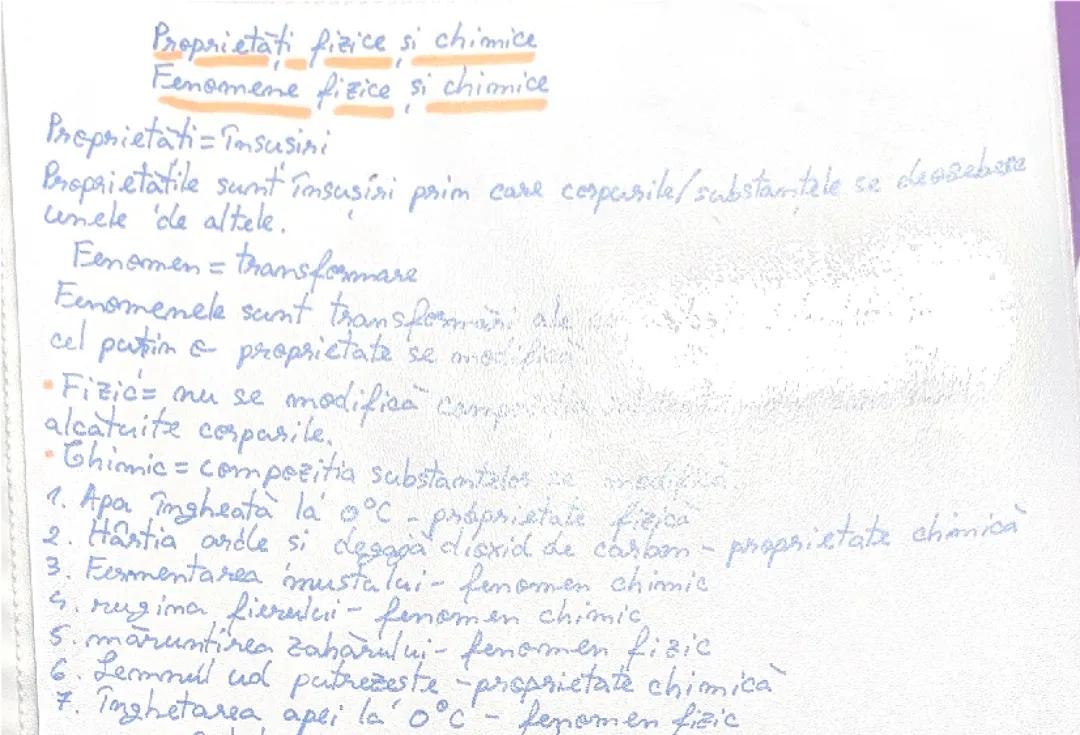 Proprietăți și fenomene chimice și fizice