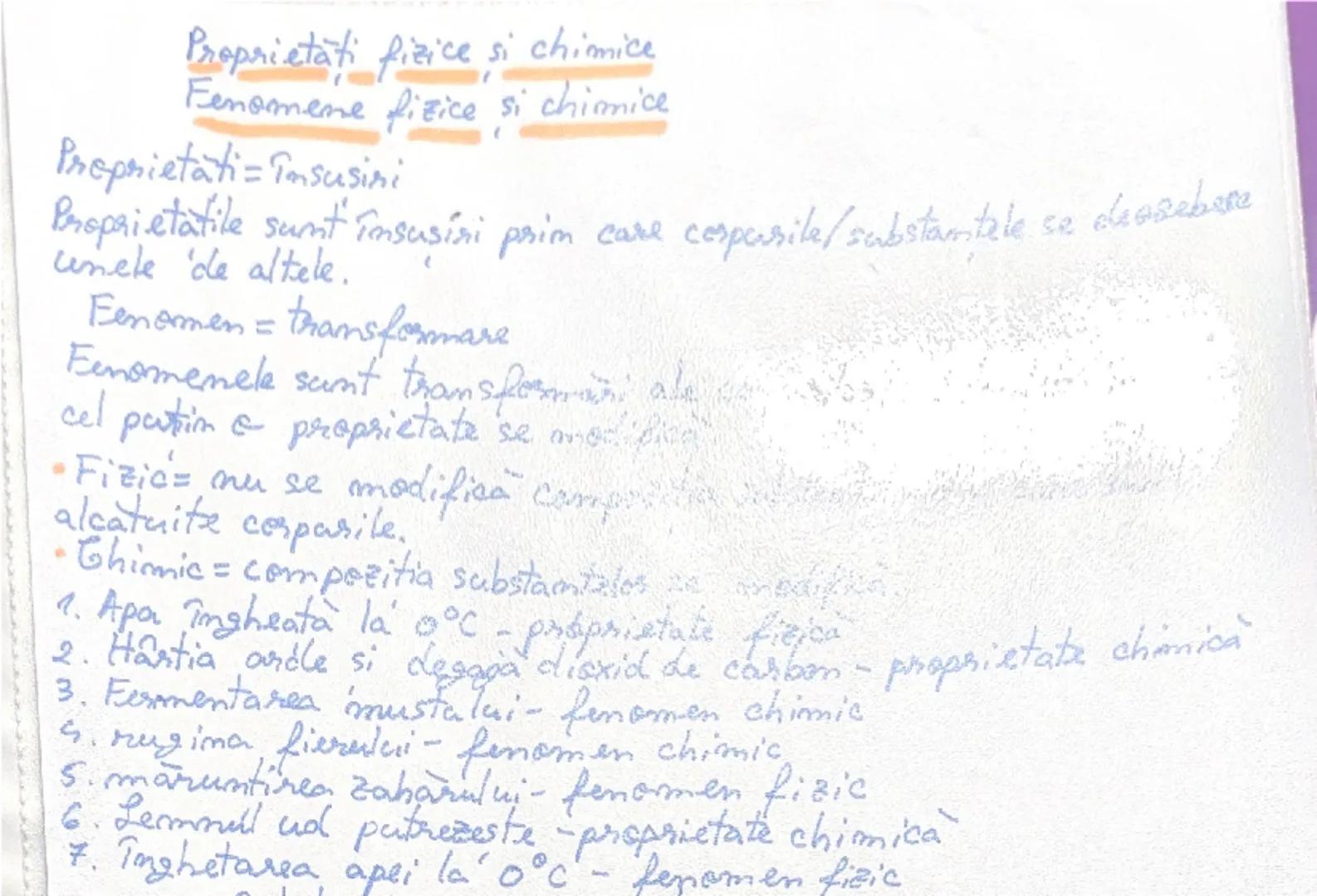 --- OCR Start ---
Proprietati fizice si chimice
Fenomene fizice si chimice
Proprietati=insusiri
(
Proprietatile sunt însusiri prim
unele 'de