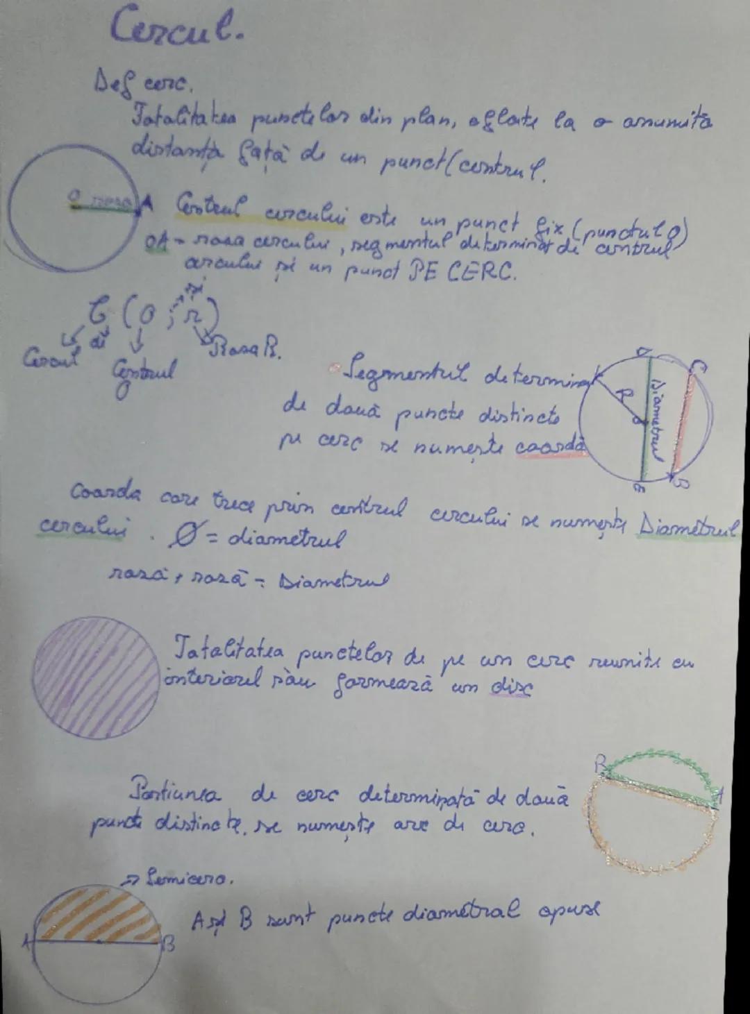 Cercul.
Def cerc.
Fatalitatea punctelor din plan, aglate la o anumita
distanta fata de un punct(centrul.
Centrul cuscului este un punct S