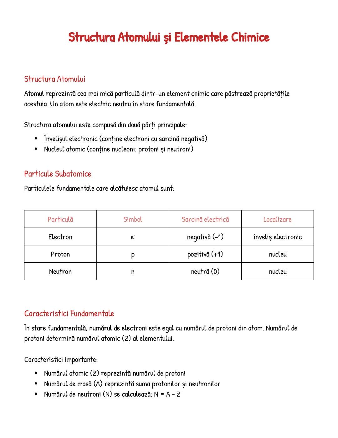 Structura Atomului și Elementele Chimice