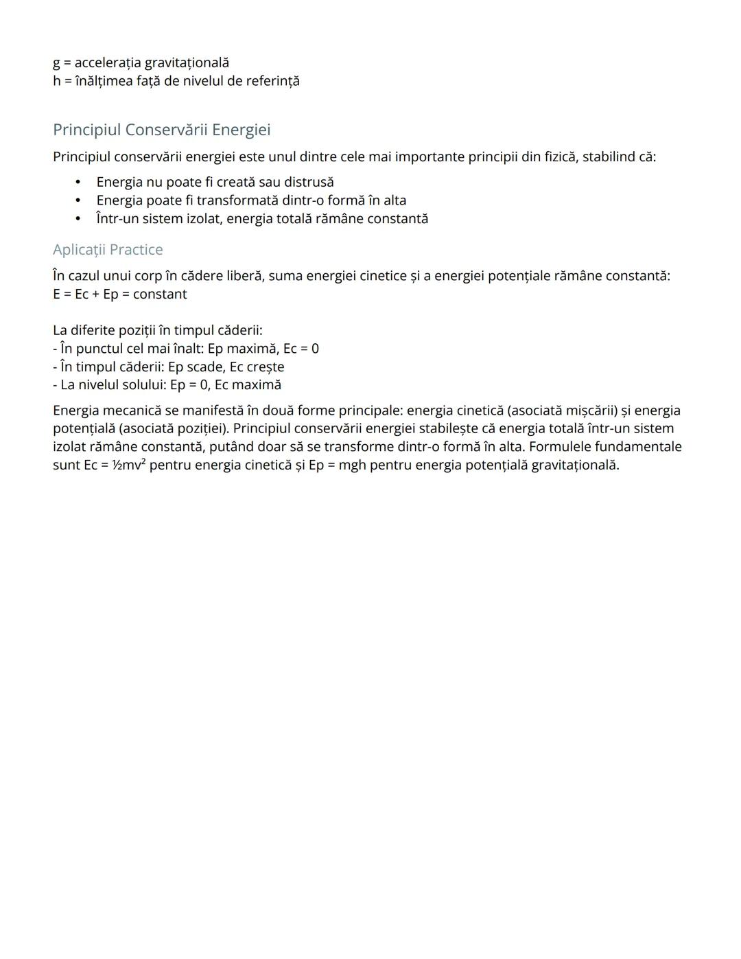 # Energia și Conservarea Energiei - Note de Fizică
Introducere în Energie Mecanică
Energia mecanică este definită ca produsul dintre forţa