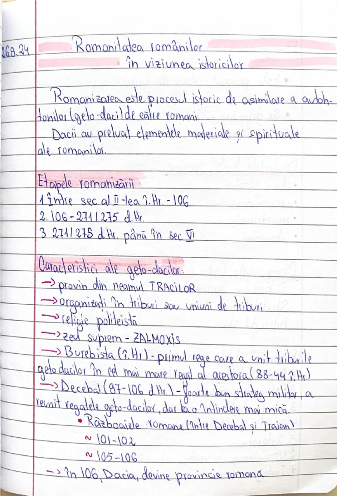 26.9.24
Romanitatea românilor
în viziunea istoricilor
Romanizarea este procesul istoric de asimilare a autoh-
tonilor (geto-dacil de către r