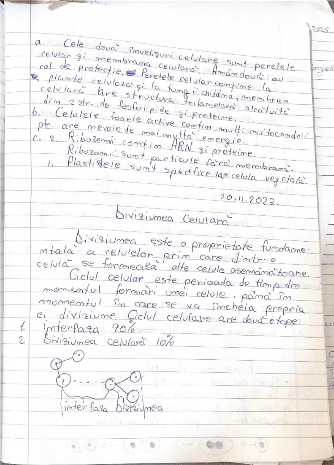 --- OCR Start ---
2025
Biologie cls. \underline{1x}-a- Biologie vegetală.
aniomala
engel
Cap I: - Celula
- Structura si ultrastructura
- div
