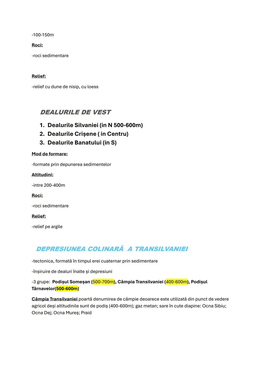 # Relieful Romaniei
• Câmpii = 0-200/300m
• Dealuri şi podişuri = 200/300-700/800m
• Munţii = 800-peste 2000m(2544m Vf. Moldoveanu-Munții F