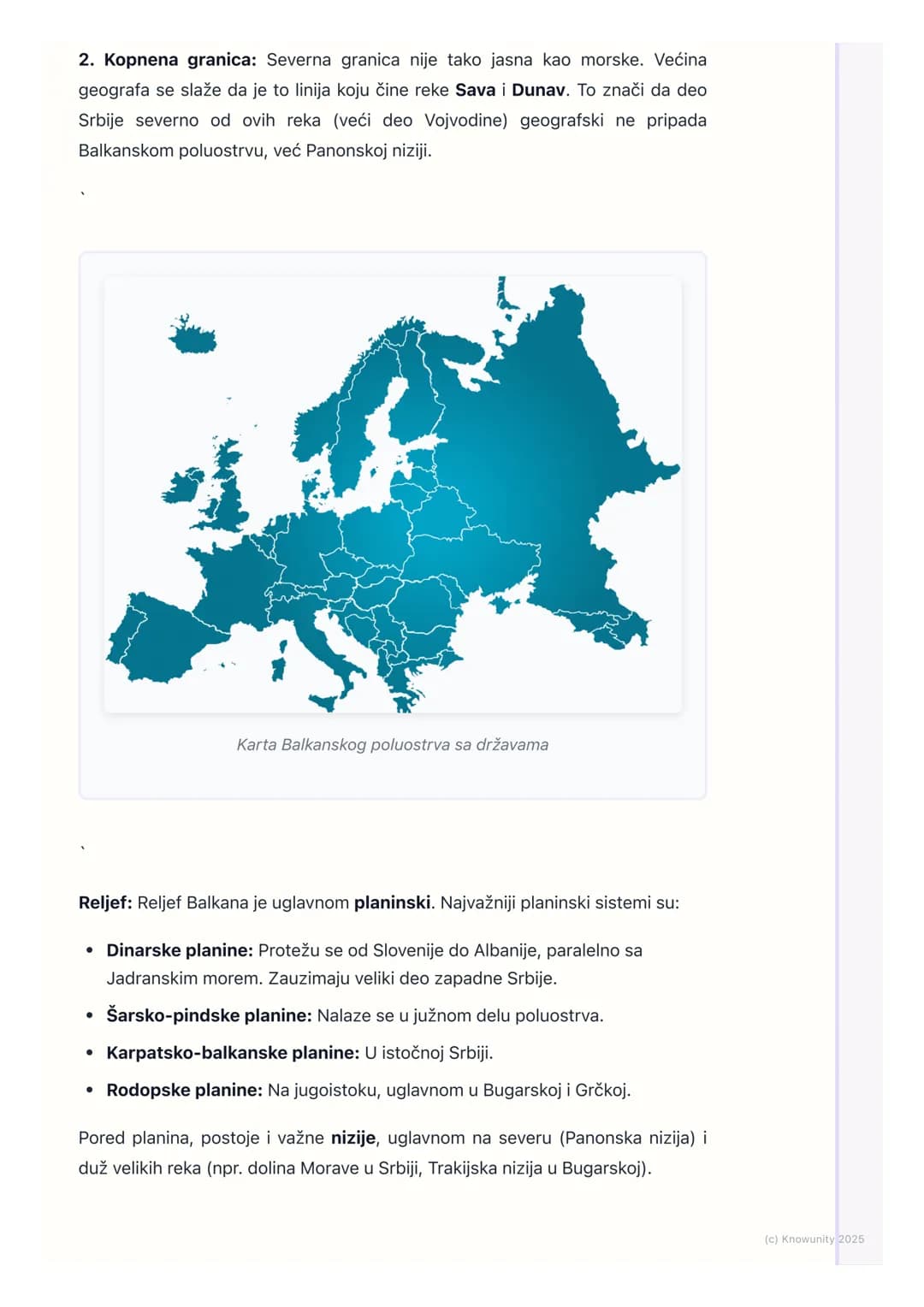 # Srbija kao deo Balkanskog
poluostrva
Uvod - Šta je Balkansko poluostrvo?
Balkansko poluostrvo je veliki deo kopna u jugoistočnoj Evropi.