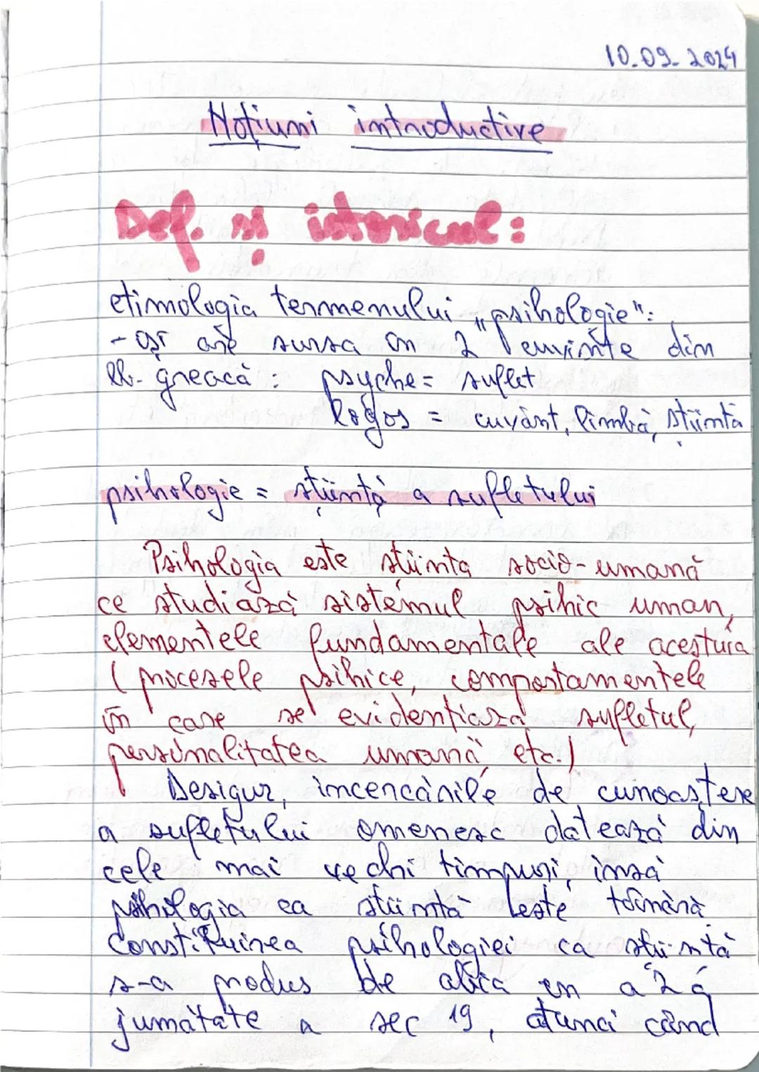 noțiuni introductive psihologie