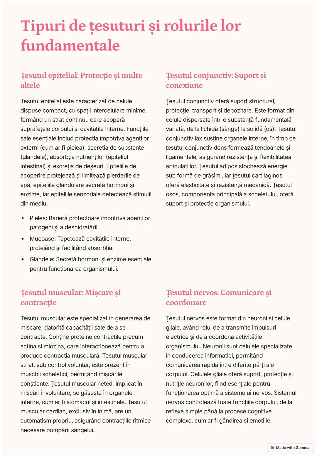 Țesuturile umane: Structură, funcții și importanță