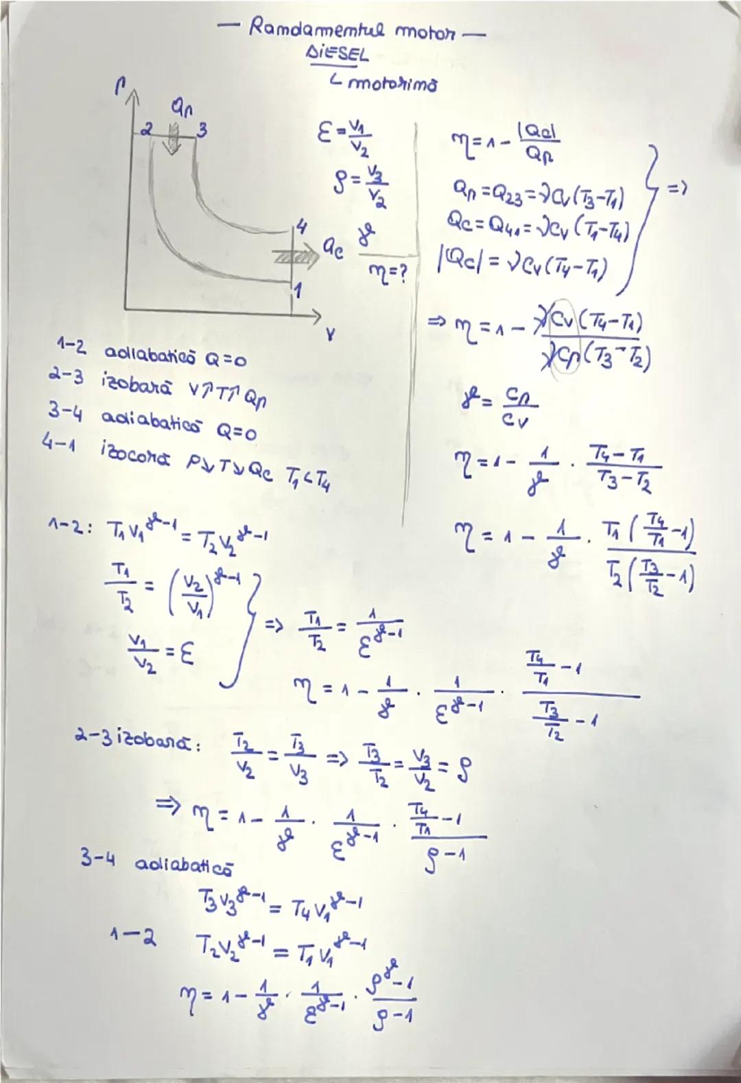 --- OCR Start ---
$\rho\cdot\Delta v=\vartheta R\Delta T$ ecuația termica
de Store
$Q=\Delta u+\omega$ primciniului I
$Q=\mathcal{V}C_{V}\De
