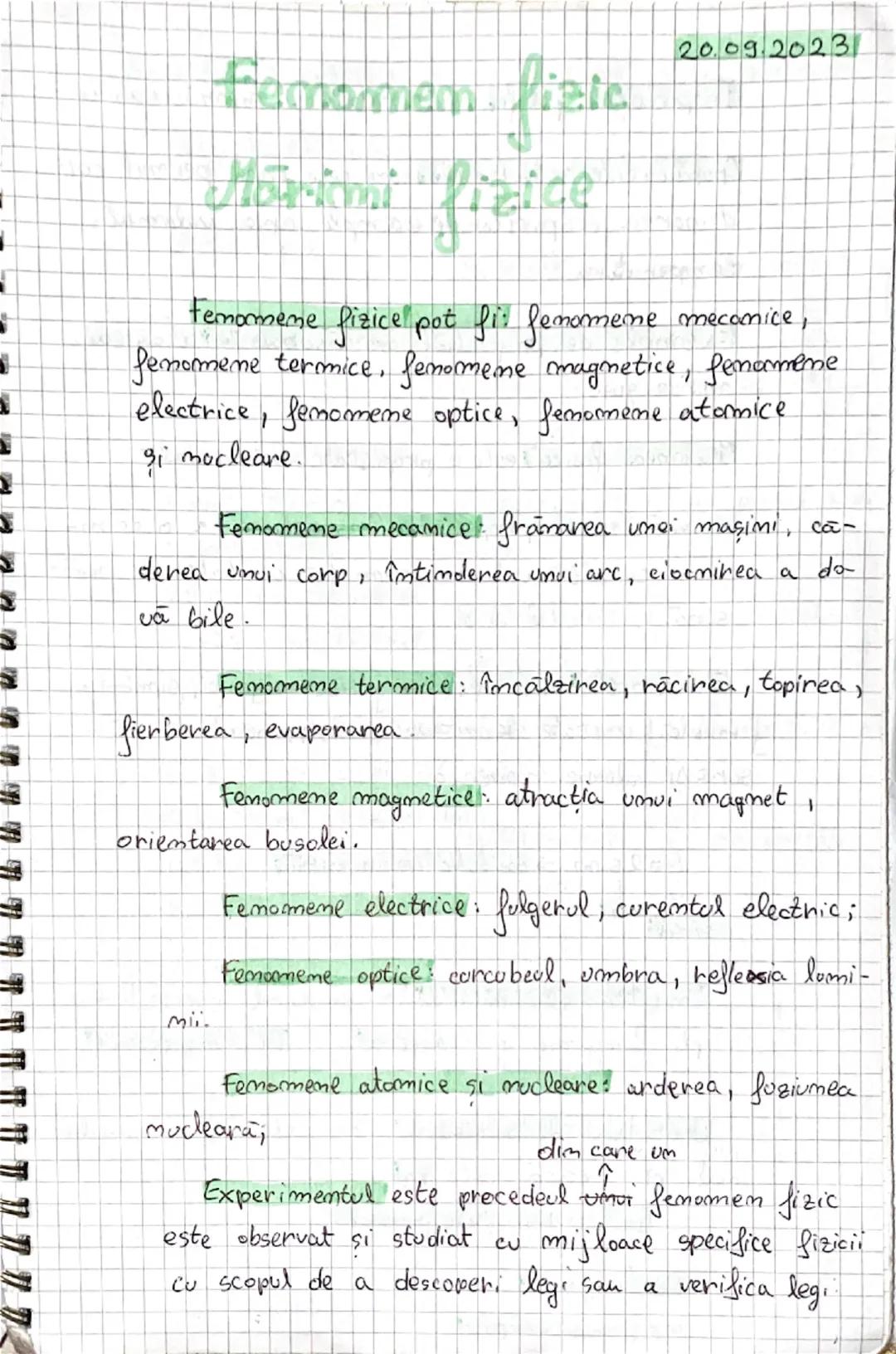 Fenomene fizice si Marimi fizice