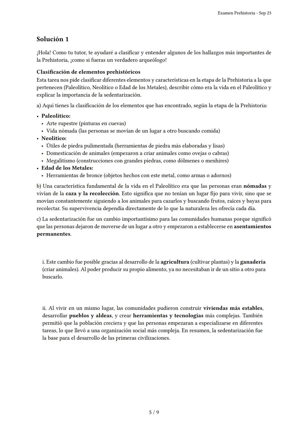 # Examen Prehistoria
Generado por Knowunity - Sep 23
Descripción: Este examen cubre las etapas de la Prehistoria, desde el Paleolítico has