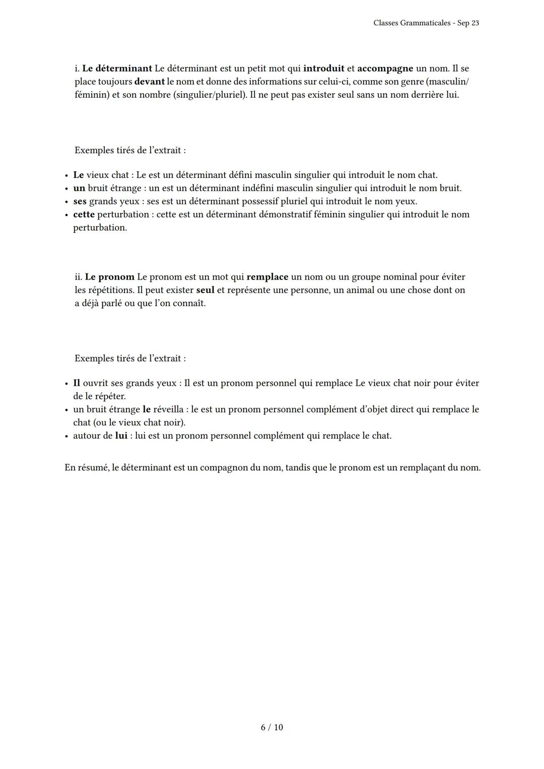 # Classes Grammaticales
Généré par Knowunity.fr - Sep 23
Description: Cet examen couvre les classes grammaticales et la nature des mots.